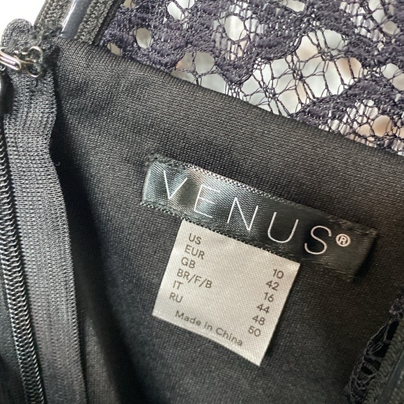 VENUS Black & dark blue Asymmetrical Lace Sleeve Dress - Picture 2 of 6